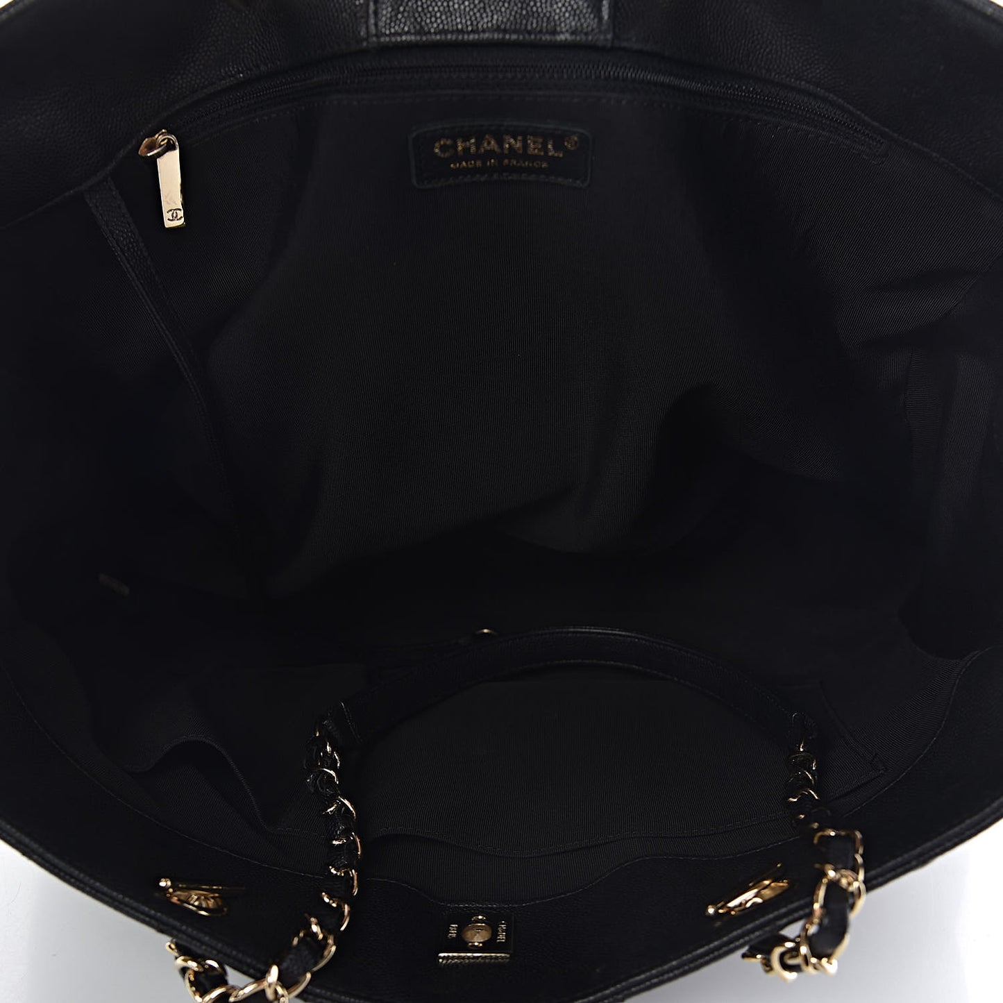 Caviar Quilted Large CC Shopping Tote Black