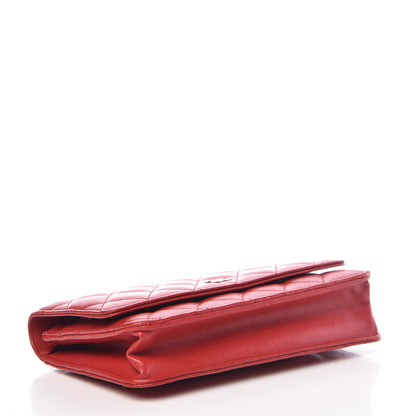 Chanel Lambskin Quilted Wallet On Chain WOC Red 4 of 11