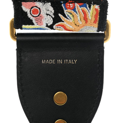 Christian Dior Canvas Embroidered Shoulder Strap Black Multicolor 4 of 5