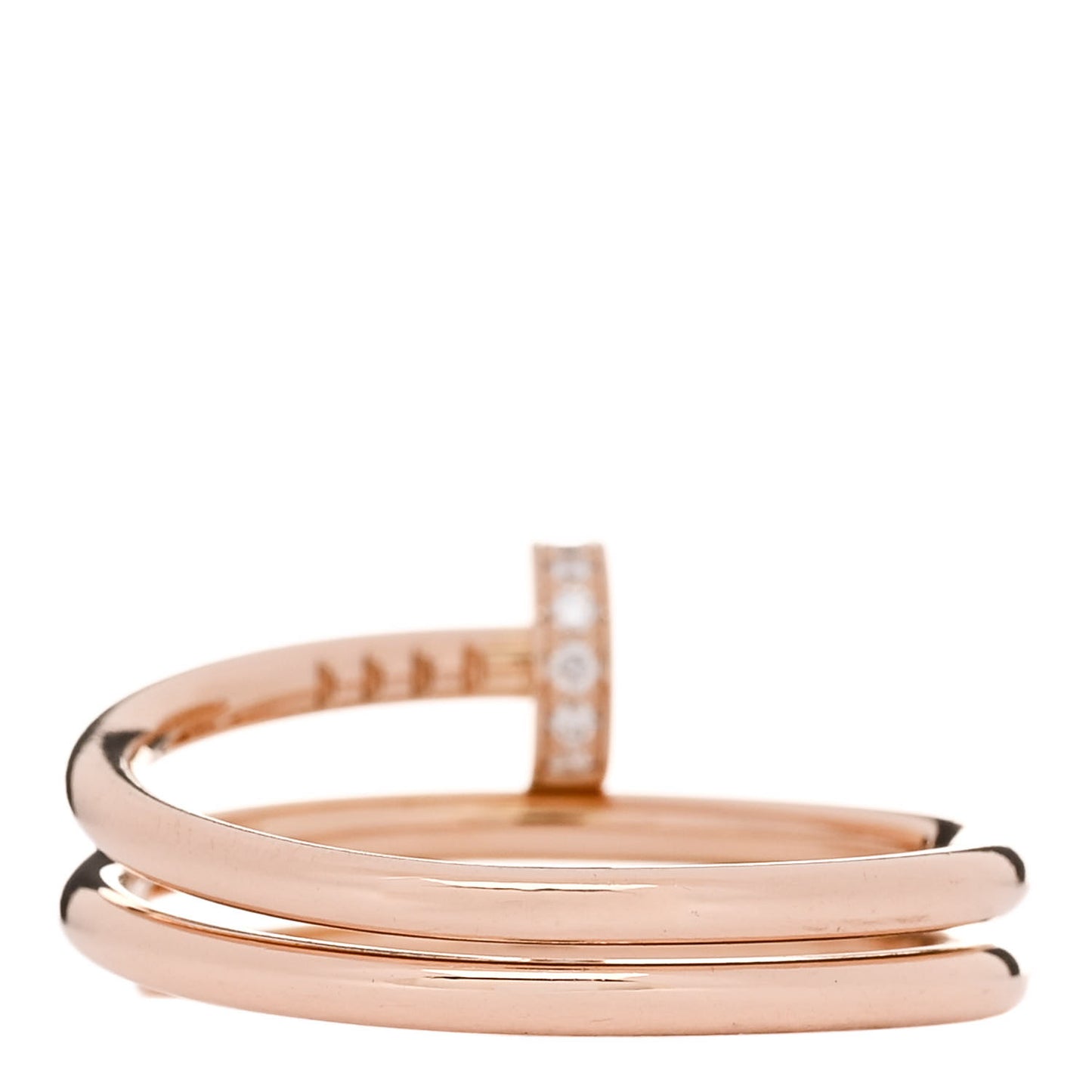 18K Pink Gold Diamond Double Juste Un Clou Ring 59 8.75