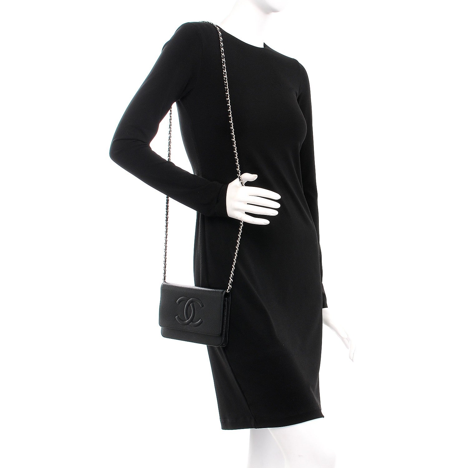 Chanel Caviar Timeless CC Wallet On Chain WOC Black 2 of 9