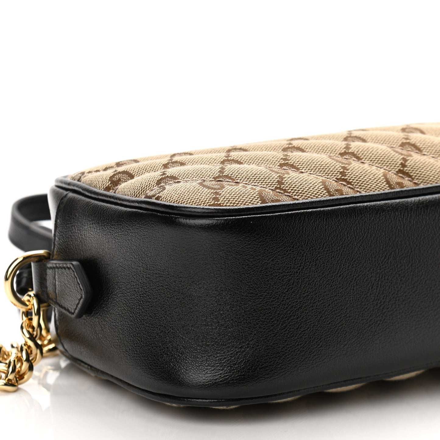 Monogram Matelasse Diagonal Small GG Marmont Chain Shoulder Bag Beige Black