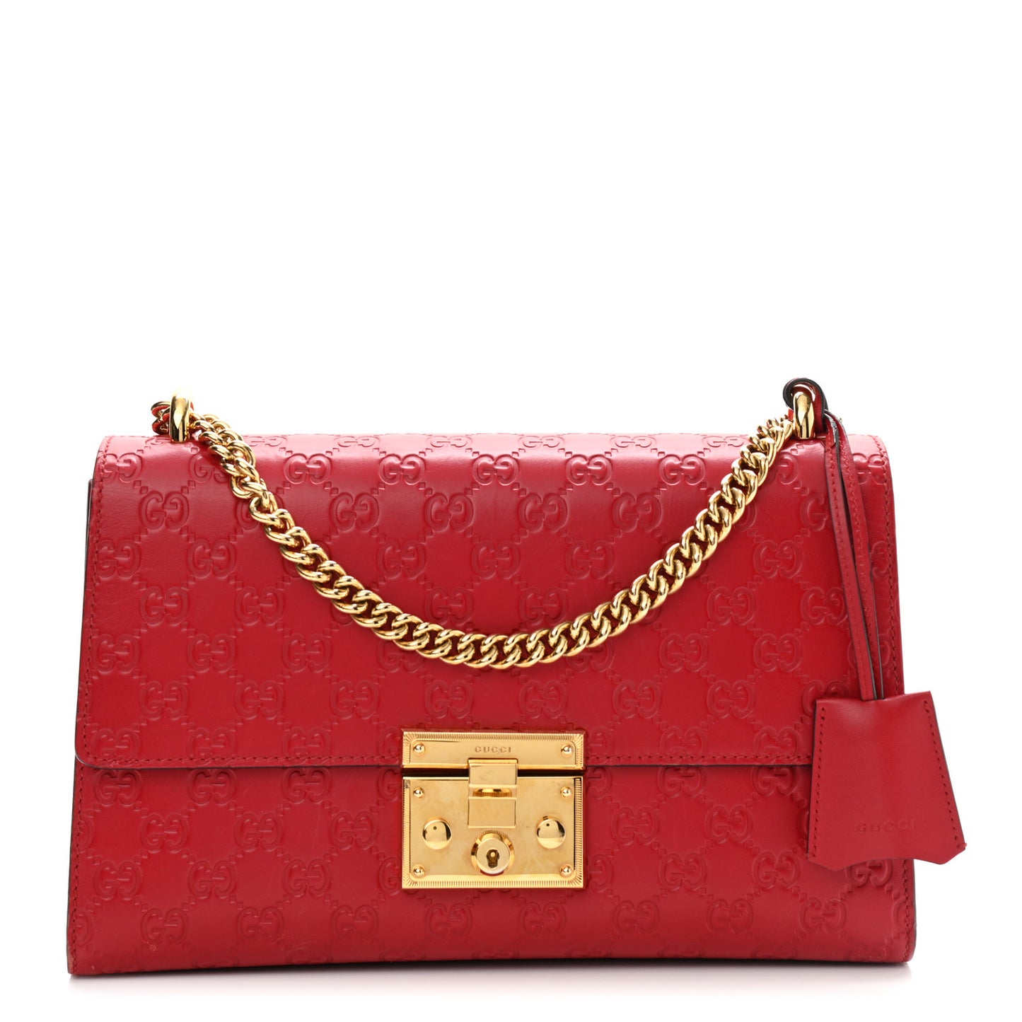 Guccissima Medium Padlock Shoulder Bag Hibiscus Red
