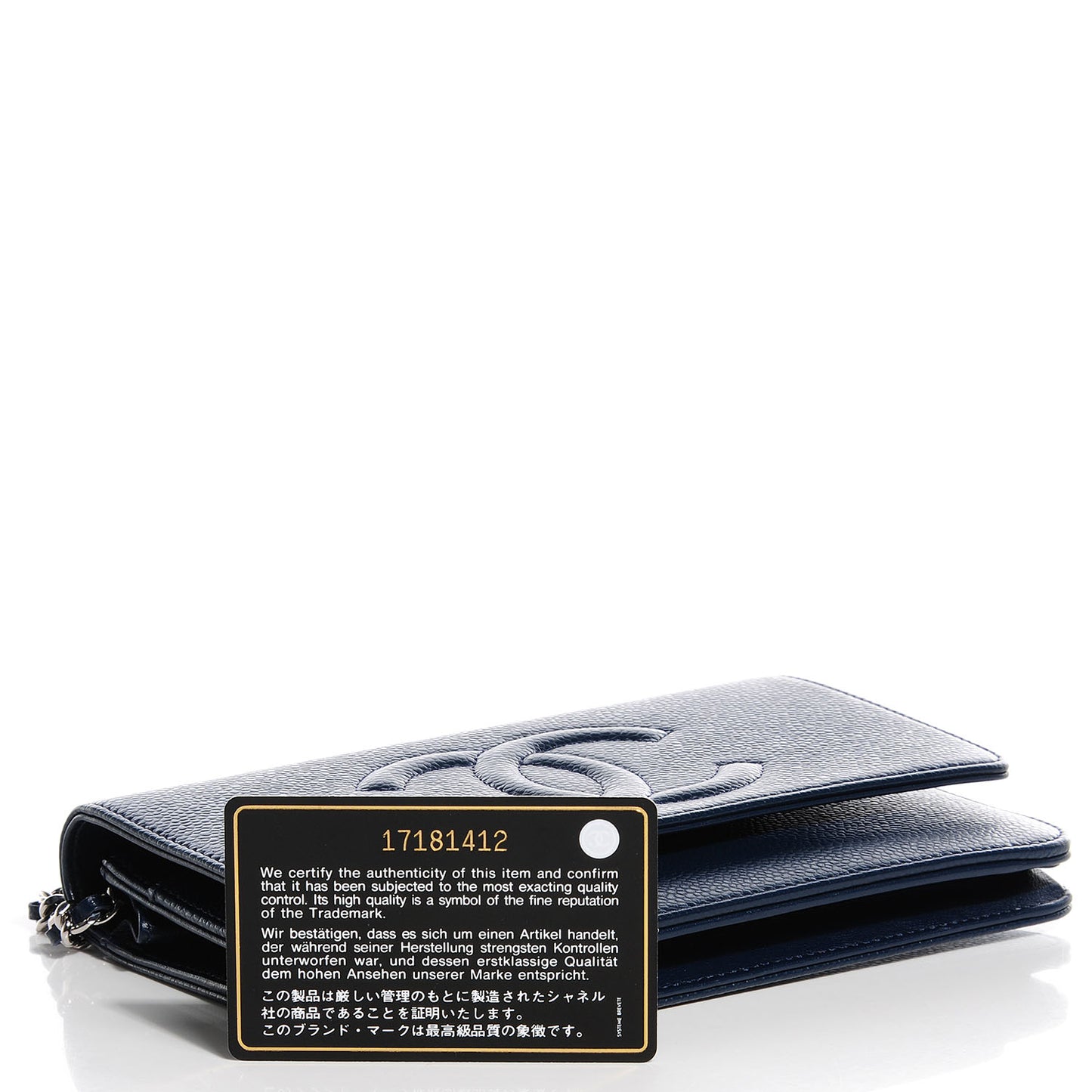 Caviar Timeless CC Wallet on Chain WOC Navy Blue