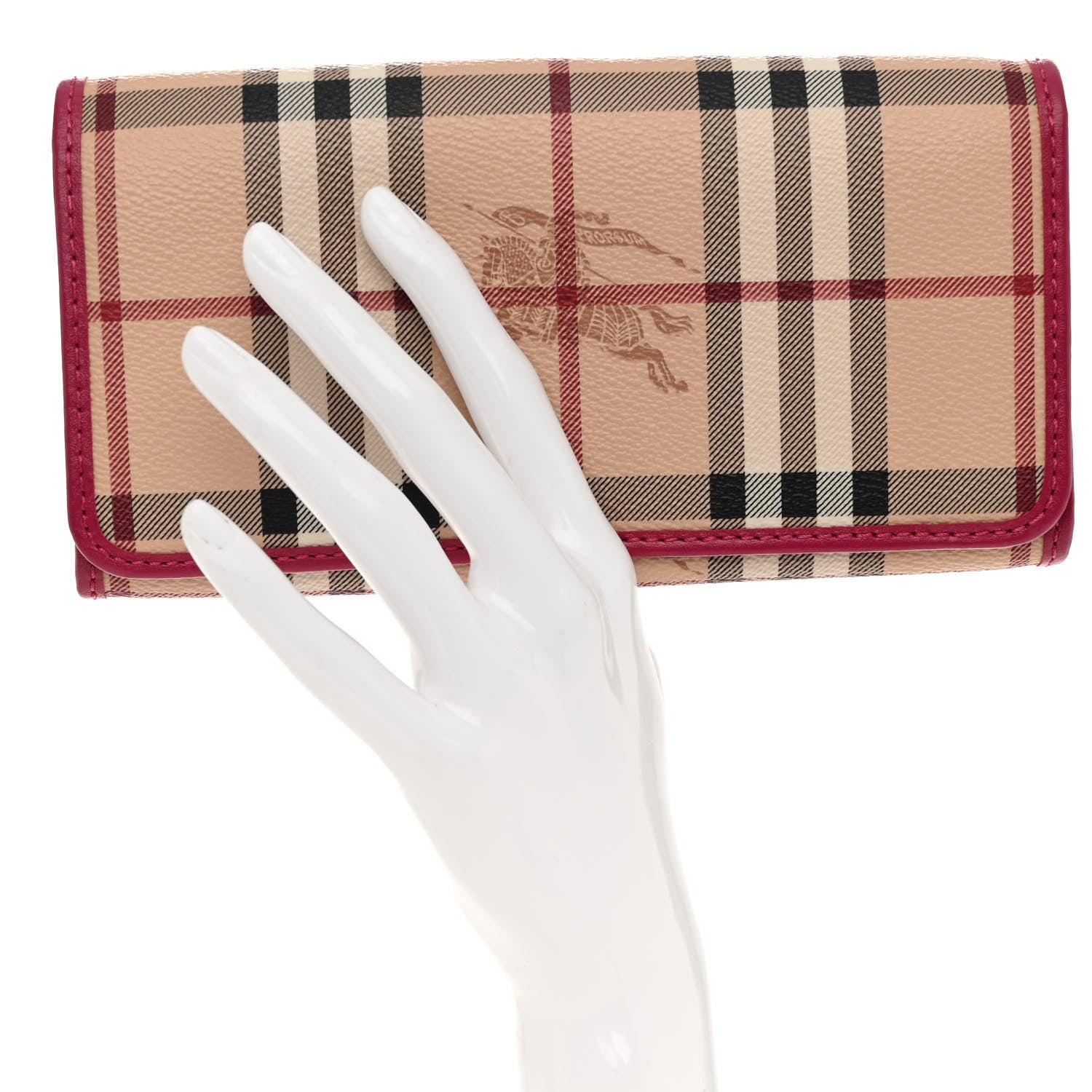 Burberry Haymarket Check Continental Wallet Bright Rhubarb Pink 2 of 10