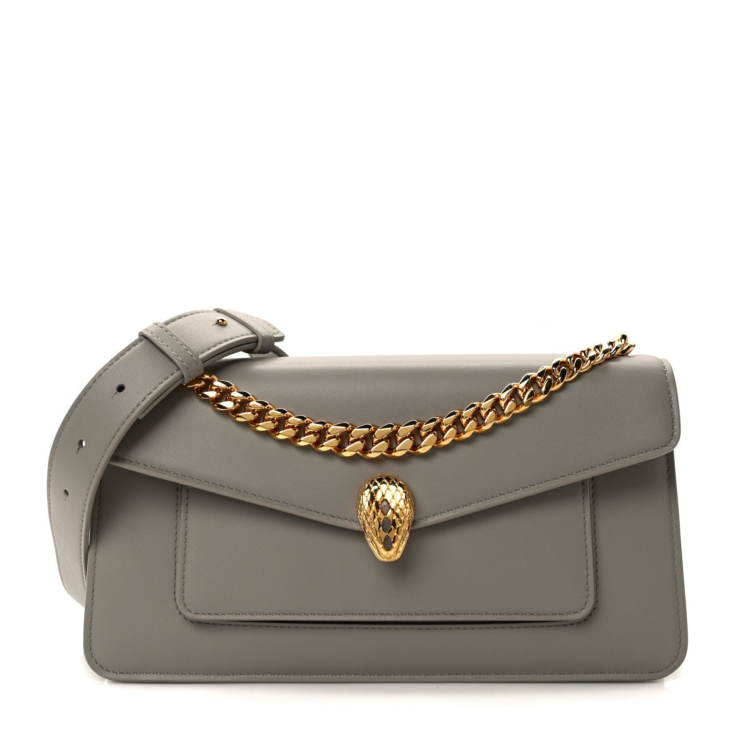 Bulgari Metropolitan Calfskin East West Maxi Chain Shoulder Bag Grey 1 of 10