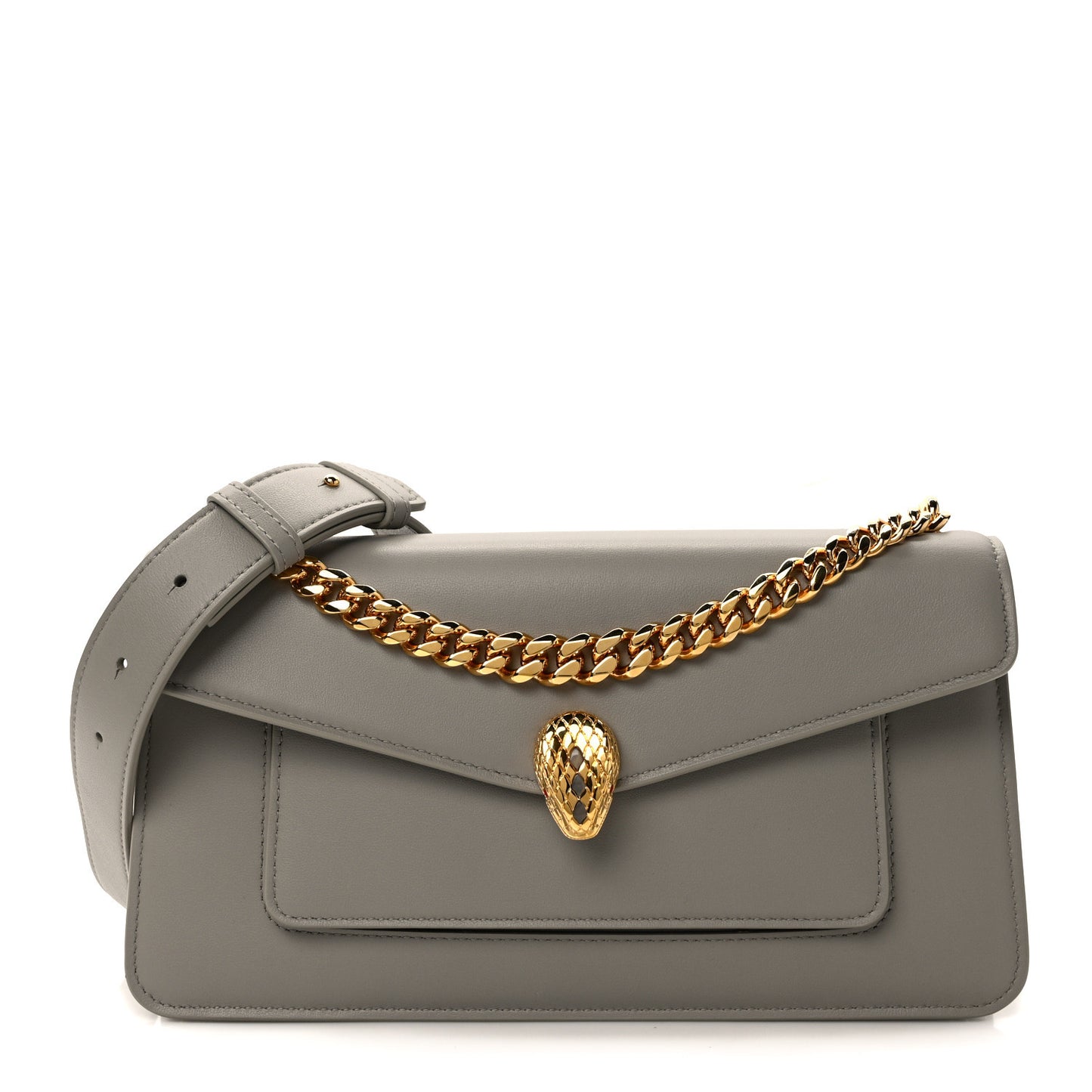 Metropolitan Calfskin East West Maxi Chain Shoulder Bag Grey
