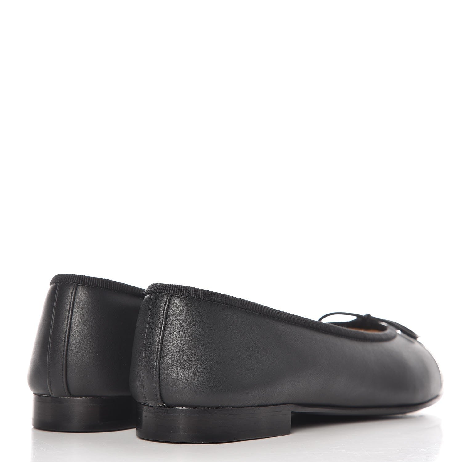 Chanel Calfskin Metallic Goatskin CC Cap Toe Ballerina Flats 39 Black Silver 4 of 11