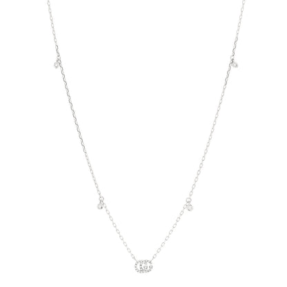 Gucci 18K White Gold Diamond Running GG Pendant Necklace 1 of 8