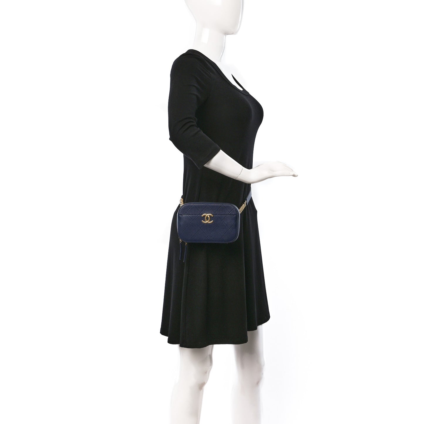 Caviar Stitched Waist Bag Blue
