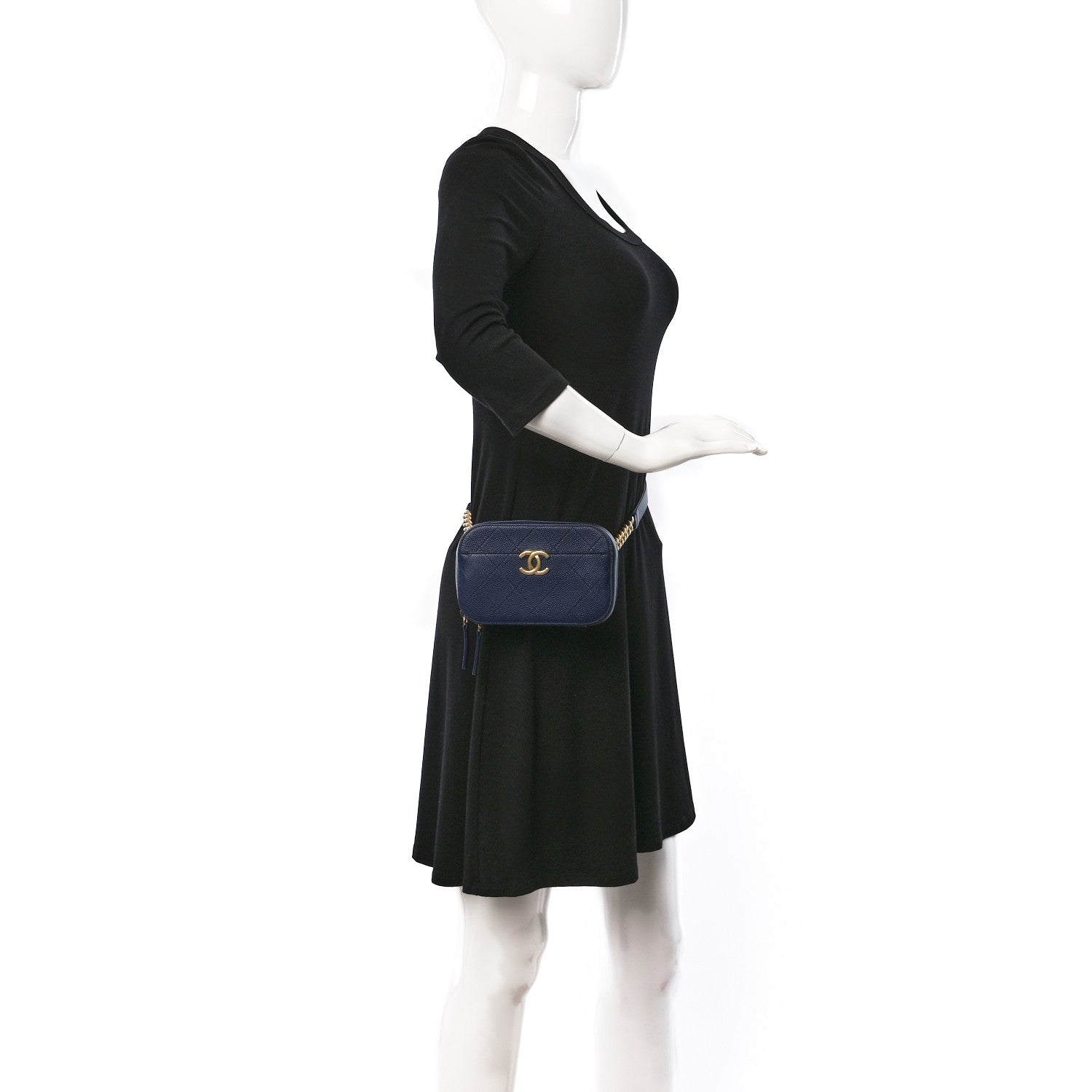 Chanel Caviar Stitched Waist Bag Blue 2 of 9