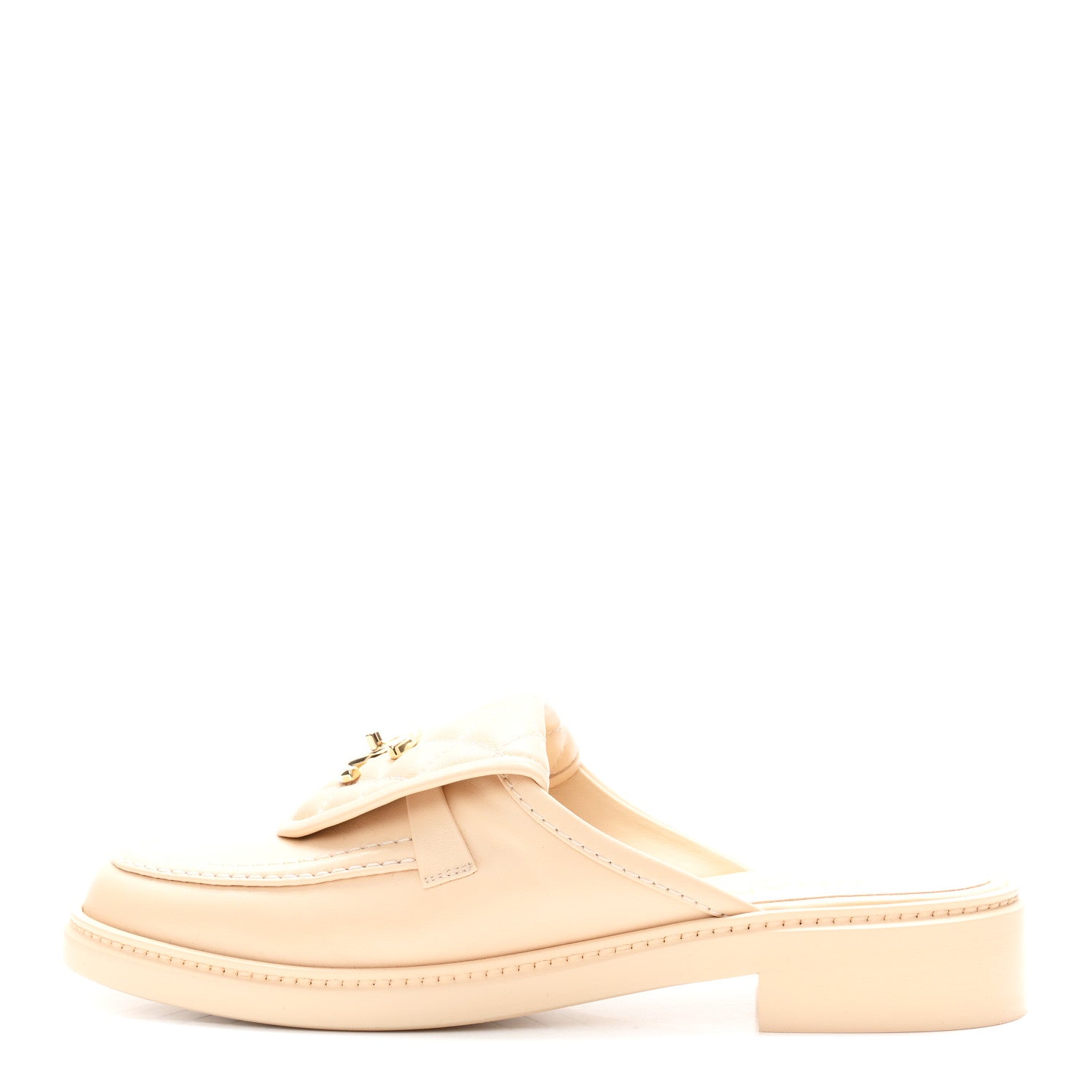 Chanel Lambskin Quilted CC Turnlock Mules 39 Light Beige 1 of 9