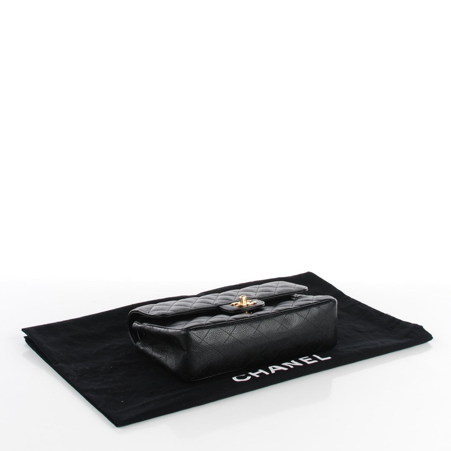 Caviar Quilted Small Double Flap Black