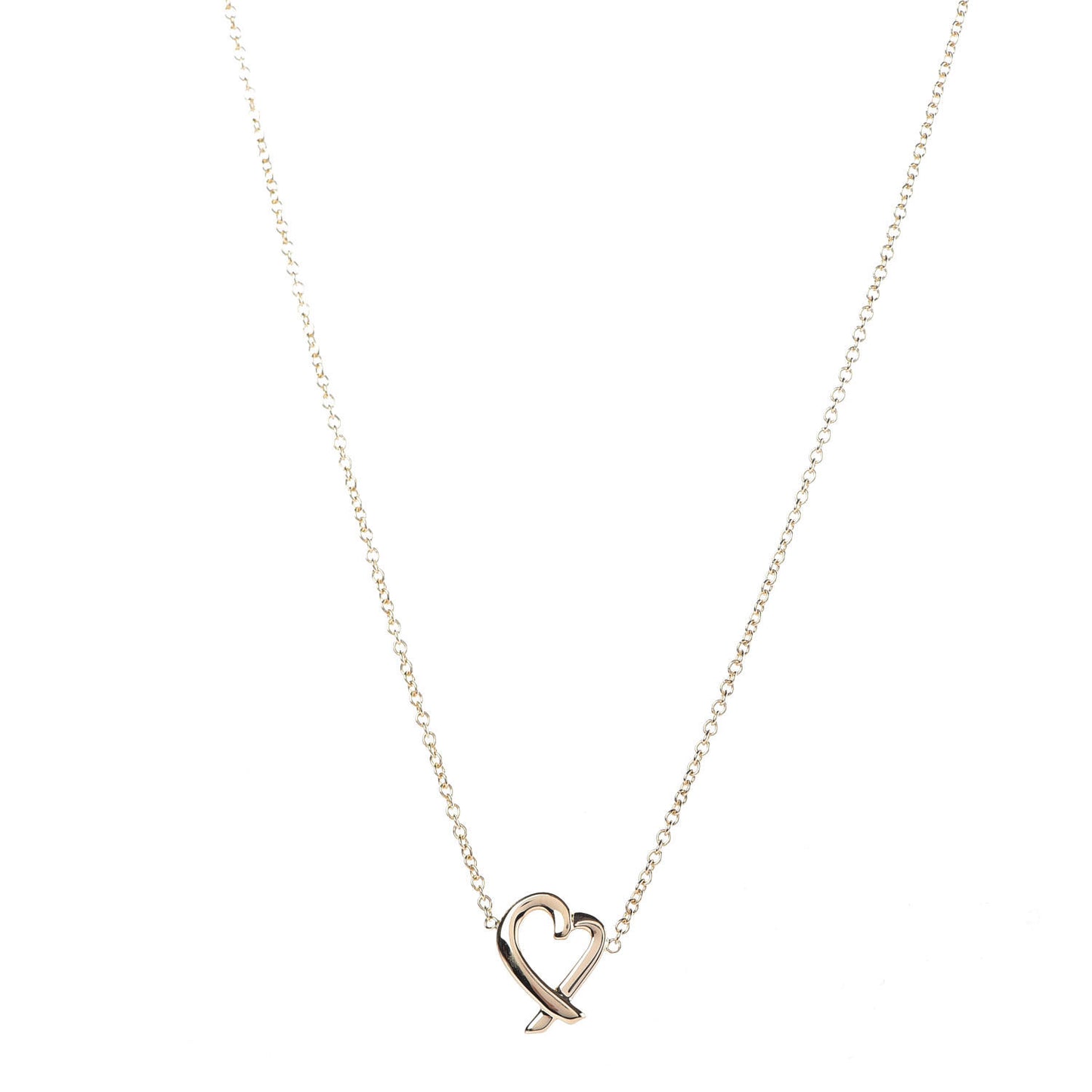18K Yellow Gold Mini Paloma Picasso Loving Heart Pendant Necklace