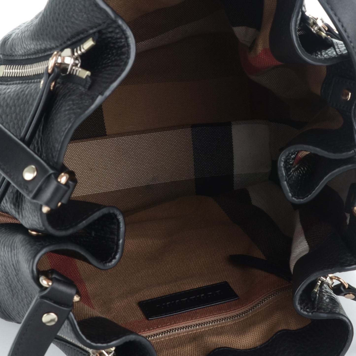 Grainy Calfskin House Check Medium Maidstone Black