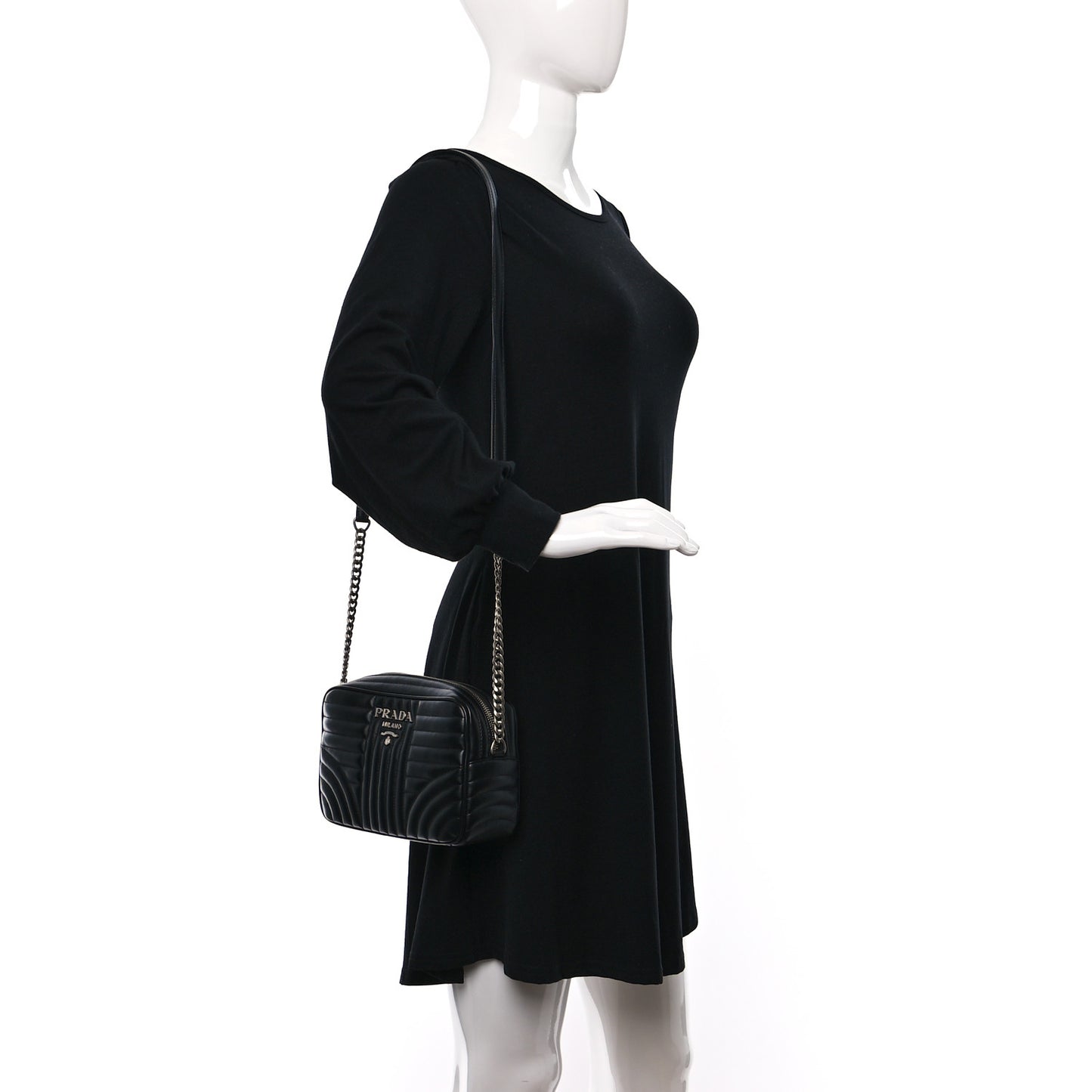 Soft Calfskin Diagramme Camera Bag Black