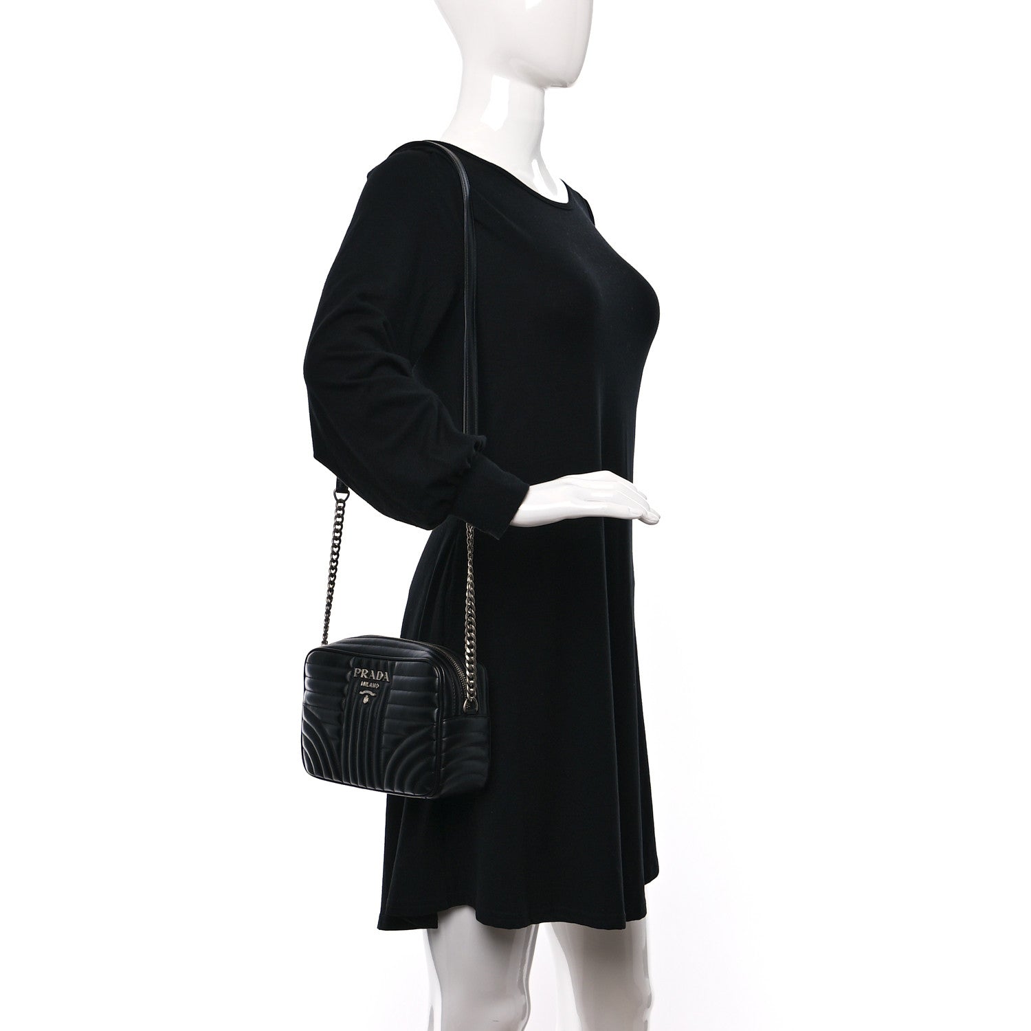 Prada Soft Calfskin Diagramme Camera Bag Black 2 of 9
