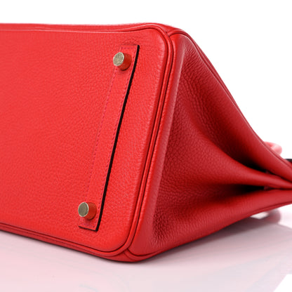 Hermes Taurillon Clemence Birkin 30 Rouge Tomate 9 of 10