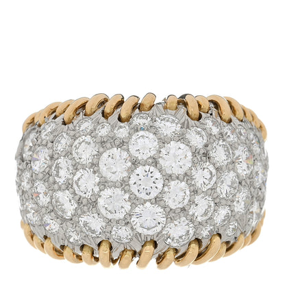 Tiffany 18K Yellow Gold Platinum Diamond Schlumberger Stitches Dome Ring 50 5.5 1 of 4