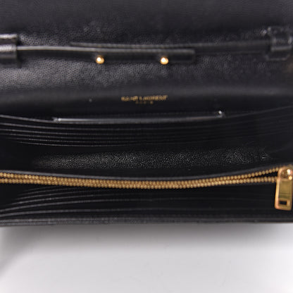 Saint Laurent Grain De Poudre Matelasse Chevron Monogram Chain Wallet Black 5 of 13