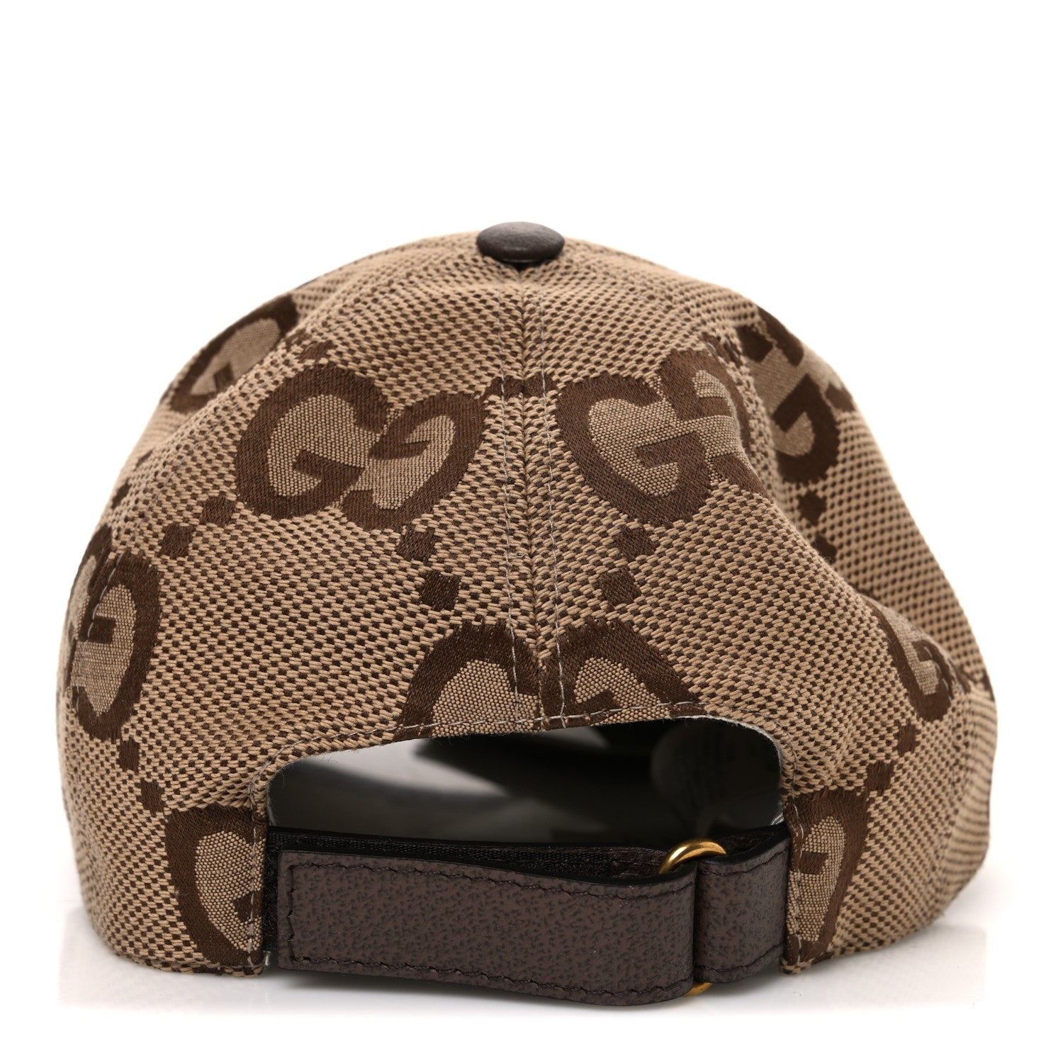 Gucci Monogram Jumbo GG Baseball Hat XS 55 Camel Ebony 6 of 8