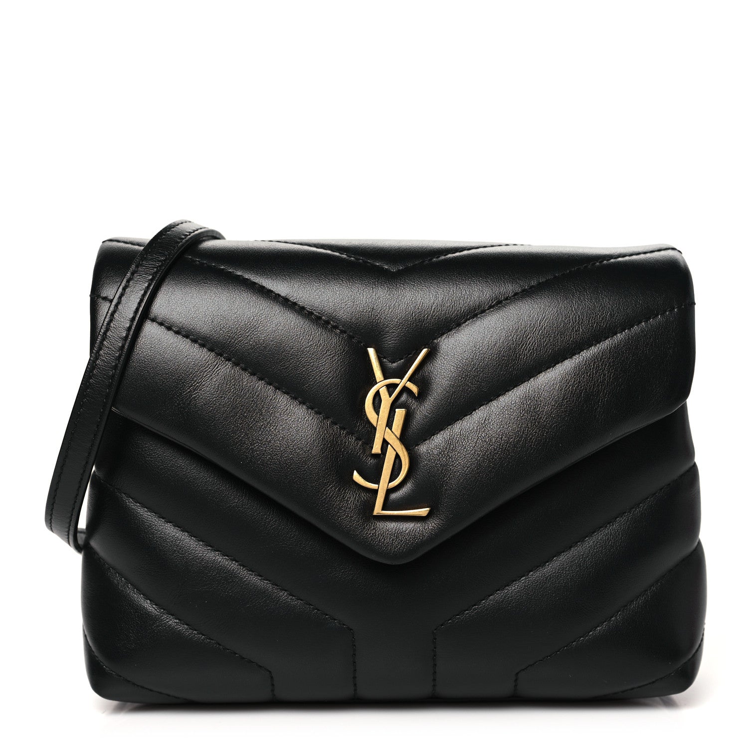 Saint Laurent Calfskin Y Quilted Monogram Toy Loulou Crossbody Bag Black 1 of 10