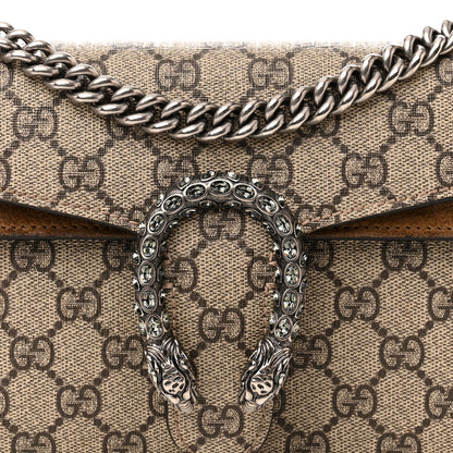 Gucci GG Supreme Monogram Suede Crystal Small Dionysus Shoulder Bag Beige Ebony Taupe 8 of 16