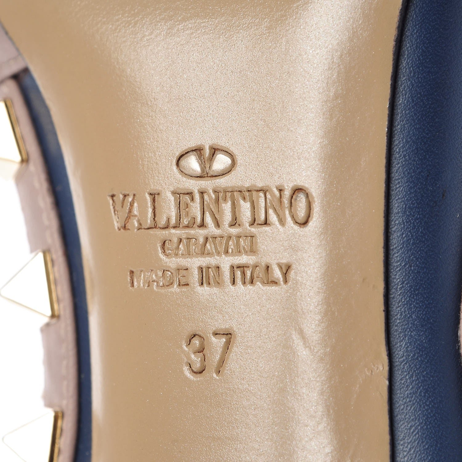 Valentino Garavani Nappa Rockstud Ankle Strap Pumps 37 Dark Blue Poudre 5 of 9