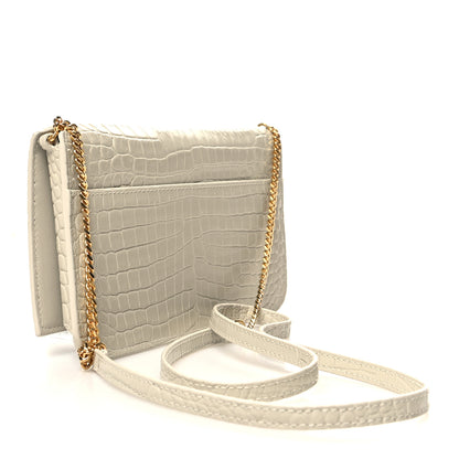 Saint Laurent Crocodile Embossed Monogram Phone Holder Crossbody Blanc Vintage 3 of 10