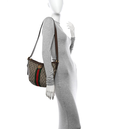 Gucci GG Supreme Monogram Web Small Ophidia Half Moon Hobo Brown 2 of 14