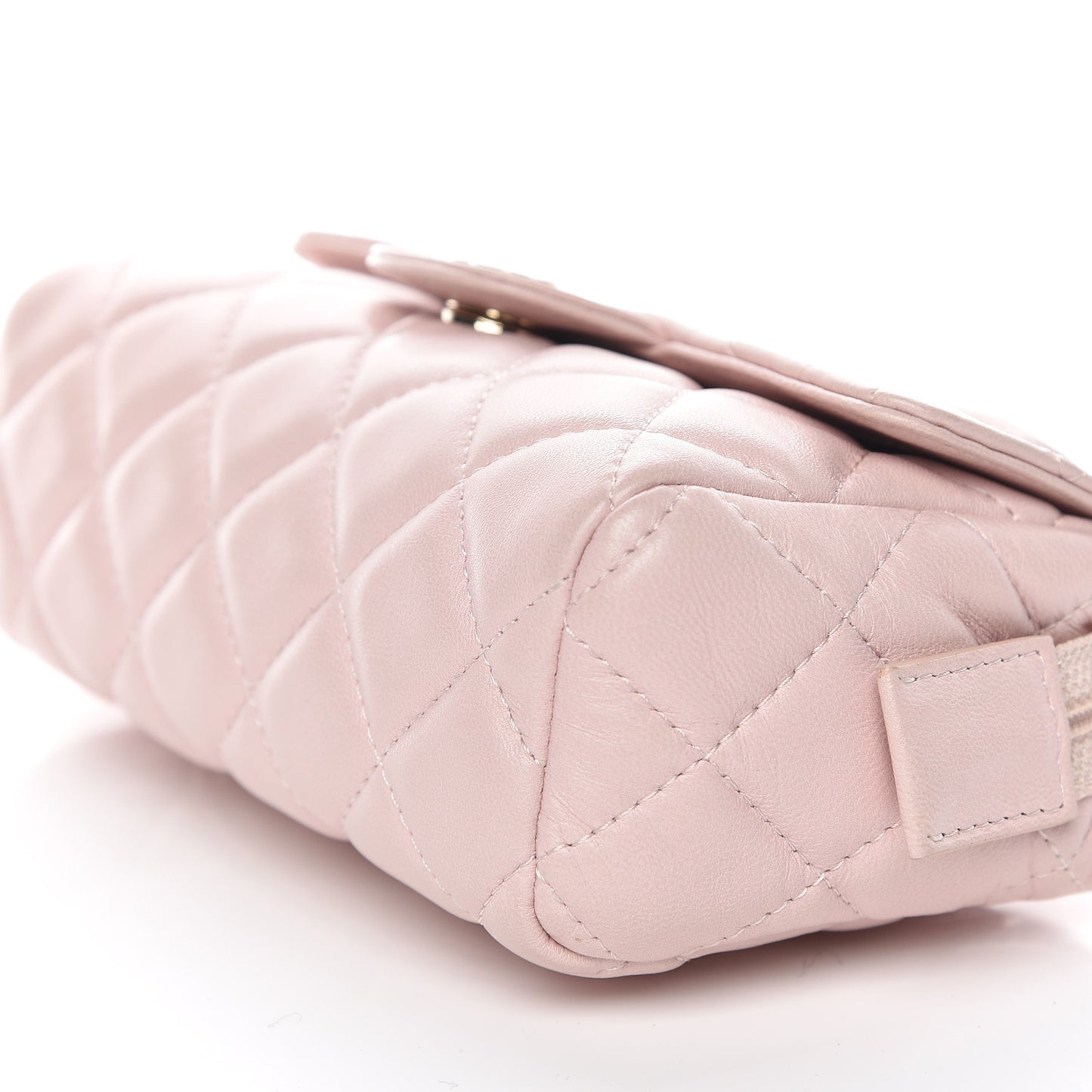 Lambskin Quilted Flap Cosmetic Case Light Pink