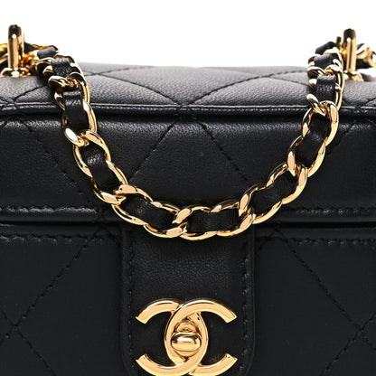 Chanel Lambskin Quilted Vanity Clutch With Chain Black 7 of 9