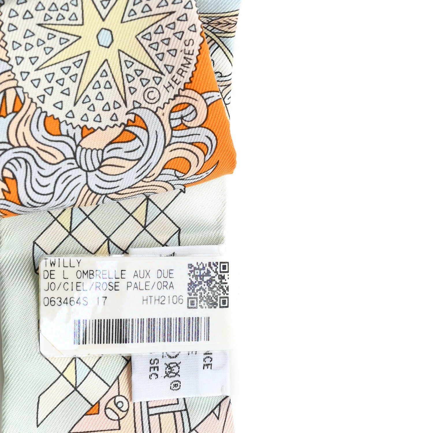 Hermes Silk De l'Ombrelle Aux Duels Twilly Ciel Rose Pale Orange 3 of 3