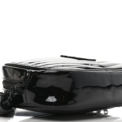 Saint Laurent Patent Calfskin Matelasse Monogram Mini Lou Camera Bag Black 8 of 9