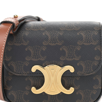 Celine Triomphe Canvas Calfskin Mini Triomphe Tan 9 of 12