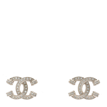 Chanel Crystal CC Earrings Silver 1 of 5