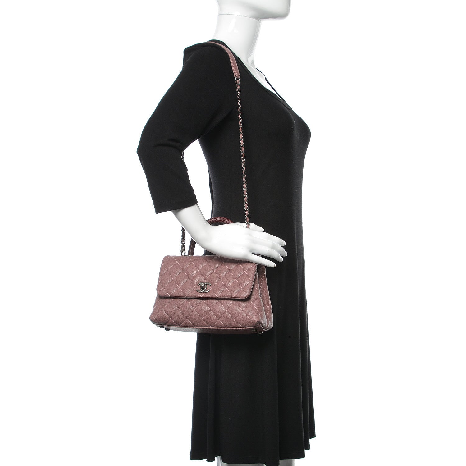 Chanel Caviar Lizard Quilted Mini Coco Handle Flap Pink 2 of 10