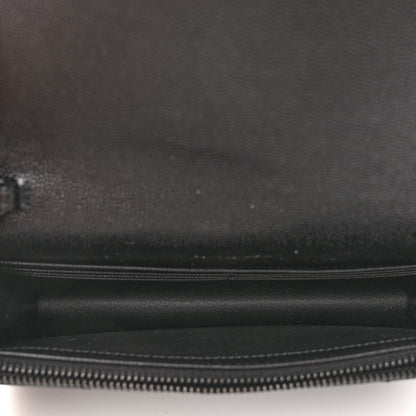 Saint Laurent Grain De Poudre Matelasse Chevron Monogram Monochrome Envelope Chain Wallet Black 5 of 10