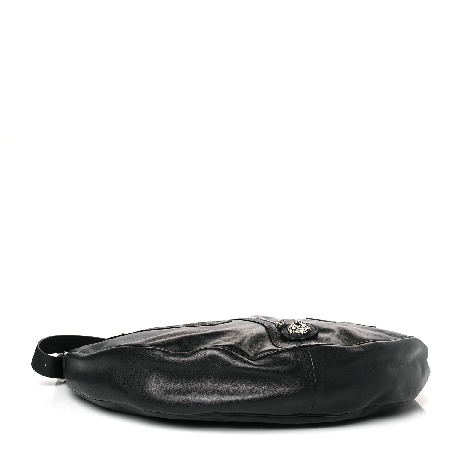 Versace Calfskin Large Repeat Zip Hobo Black 4 of 8