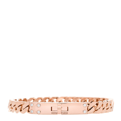 Hermes 18K Rose Gold Diamond PM Kelly Chaine Bracelet SH 1 of 4