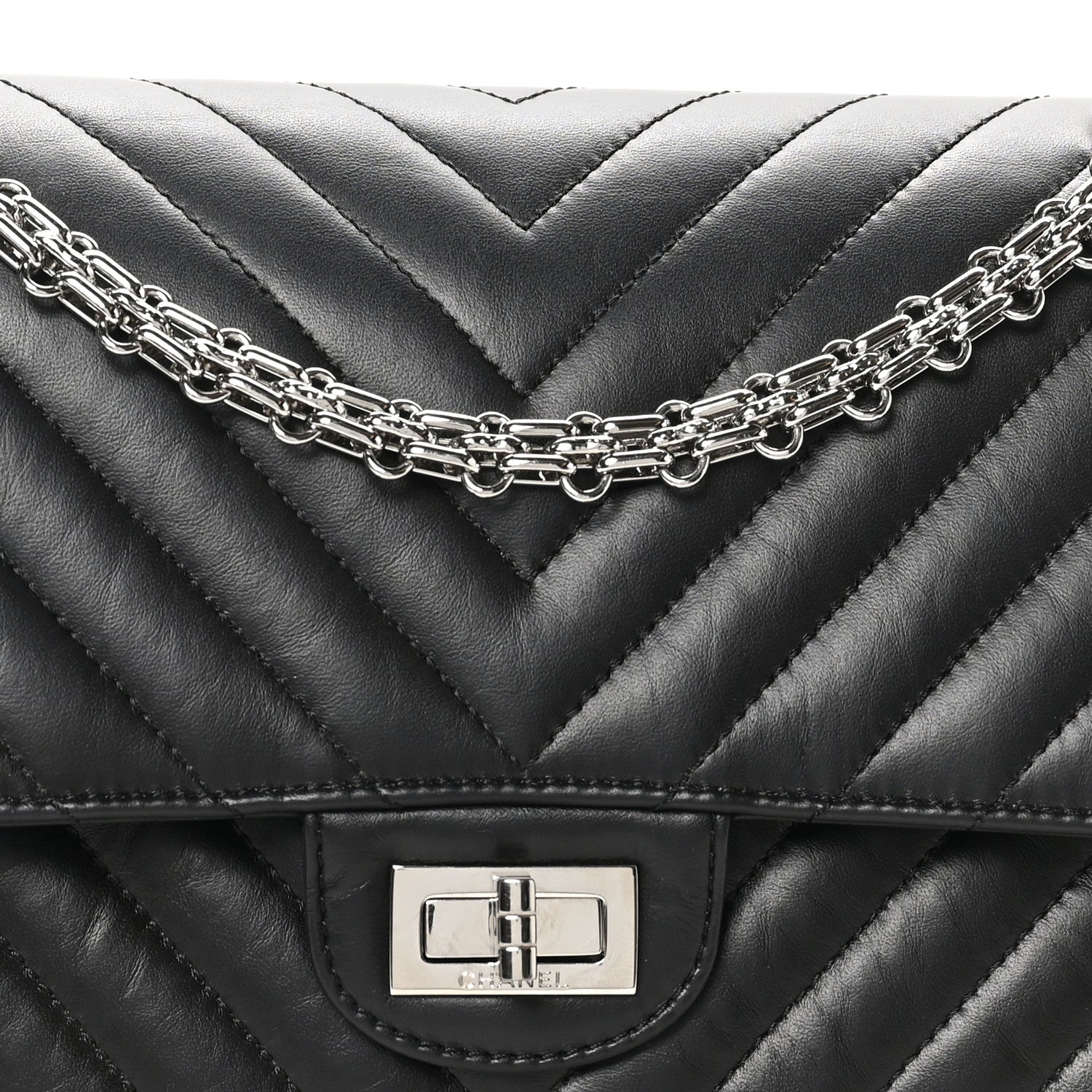 Chanel Aged Calfskin Chevron Quilted 2.55 Reissue 225 Flap Black 8 of 10