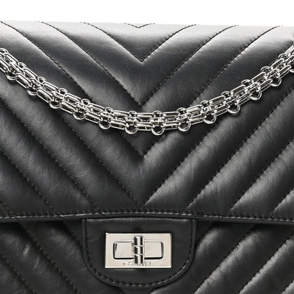 Chanel Aged Calfskin Chevron Quilted 2.55 Reissue 225 Flap Black 8 of 10
