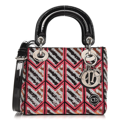 Christian Dior Sequin Embroidered Patent Medium Lady Dior Black Multicolor 1 of 8