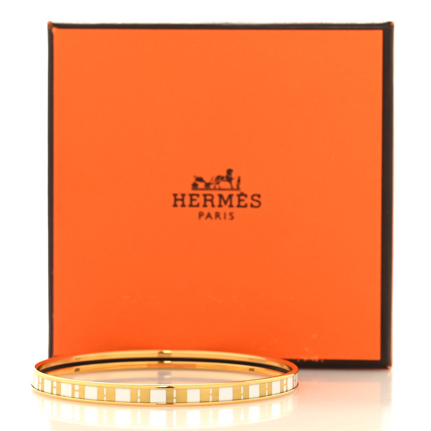 Enamel Printed Extra Narrow OP'H Bracelet 70 Jaune D'Or White