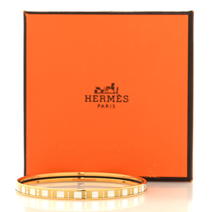 Hermes Enamel Printed Extra Narrow OP'H Bracelet 70 Jaune D'Or White 6 of 6