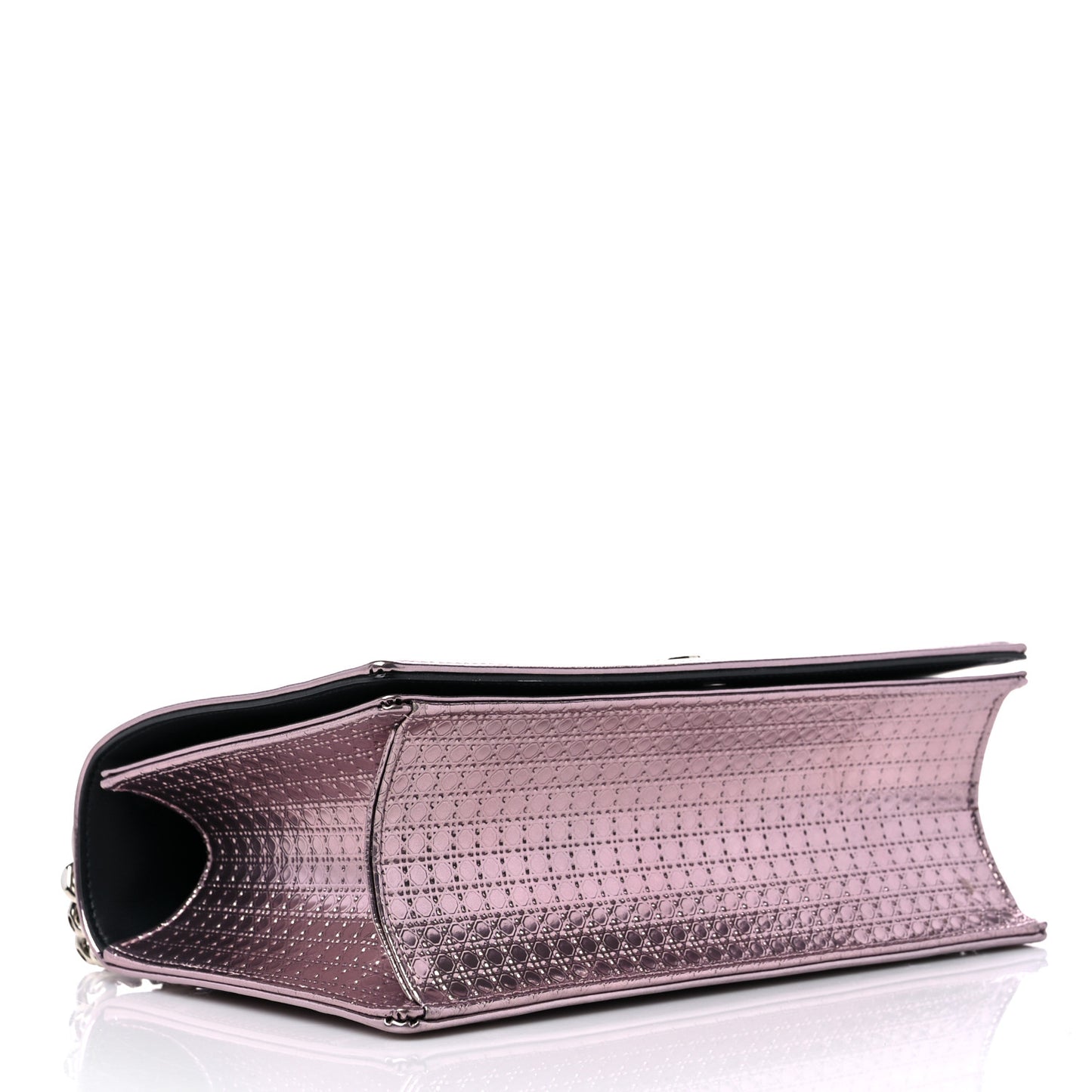 Metallic Patent Micro-Cannage Medium Diorama Flap Bag Pink