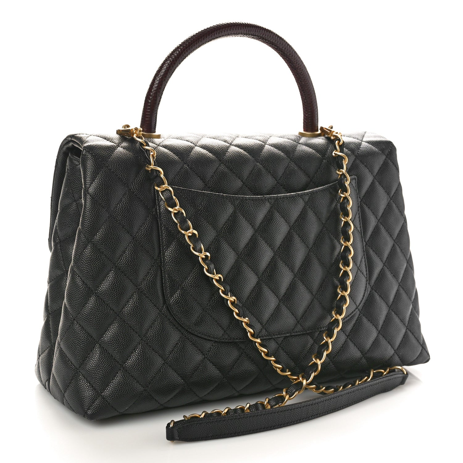 Chanel Caviar Lizard Quilted Medium Coco Handle Flap Black 3 of 8