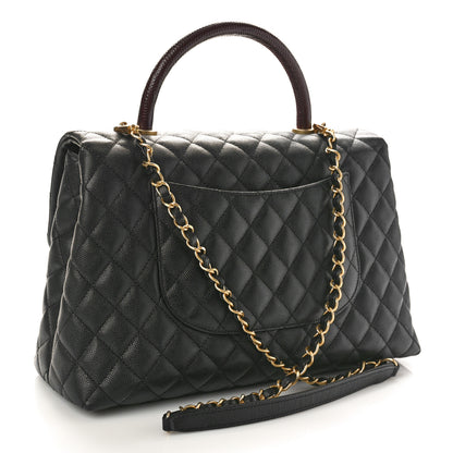 Chanel Caviar Lizard Quilted Medium Coco Handle Flap Black 3 of 8