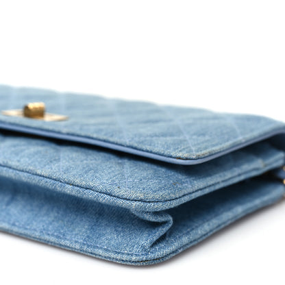 Chanel Denim Quilted Reissue Wallet On Chain WOC Blue 10 of 12
