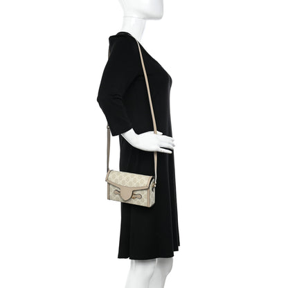 Gucci GG Supreme Monogram Textured Dollar Calfskin Mini Horsebit 1955 Shoulder Bag Beige Mystic White Oatmeal 2 of 10
